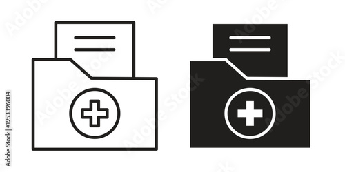 Medical history icon symbols, Solid black and editable stroke icons