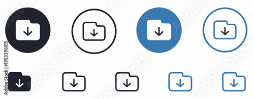 Download Icon Set with Arrow Symbols in Outline, Filled, and Circular Button Styles