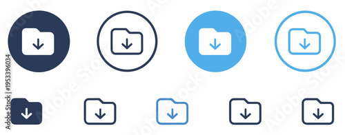 Download Icon Set with Arrow Symbols in Outline, Filled, and Circular Button Styles