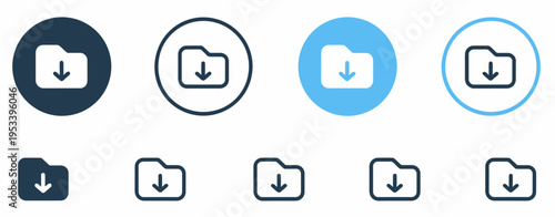 Download Icon Set with Arrow Symbols in Outline, Filled, and Circular Button Styles
