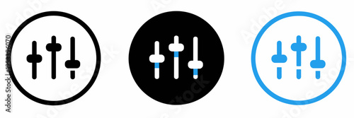 Settings and Control Icons Set with Sliders, Preferences, and Adjustment Symbols