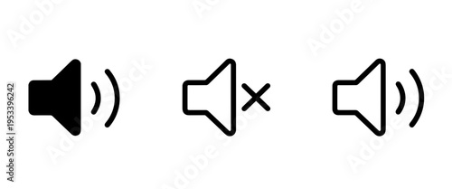 Volume Control Icons Set – Sound, Mute and Audio Speaker Symbols Vector