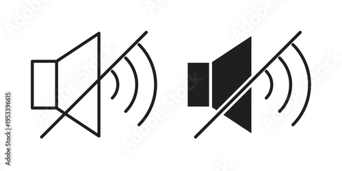 Mute sound icon symbols, Solid black and editable stroke icons