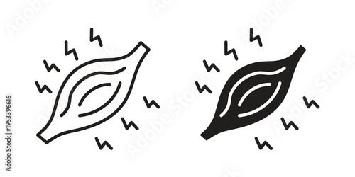 Myalgia icon symbols, Solid black and editable stroke icons