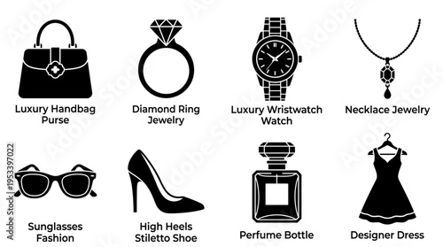 Fashion Accessory Vector Icons for Luxury and Style Design