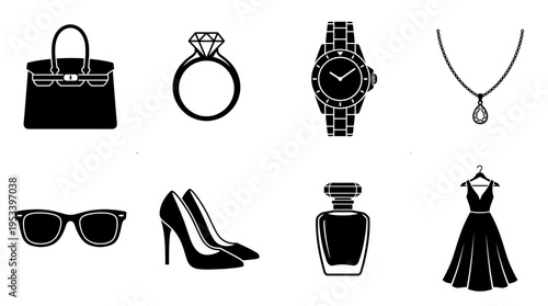 Fashion Accessory Vector Icons for Luxury and Style Design