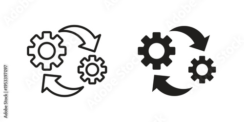 Operation icon symbols, Solid black and editable stroke icons