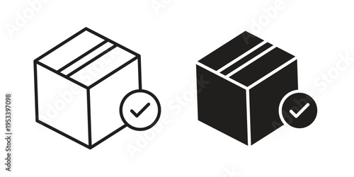 Order receive icon symbols, Solid black and editable stroke icons