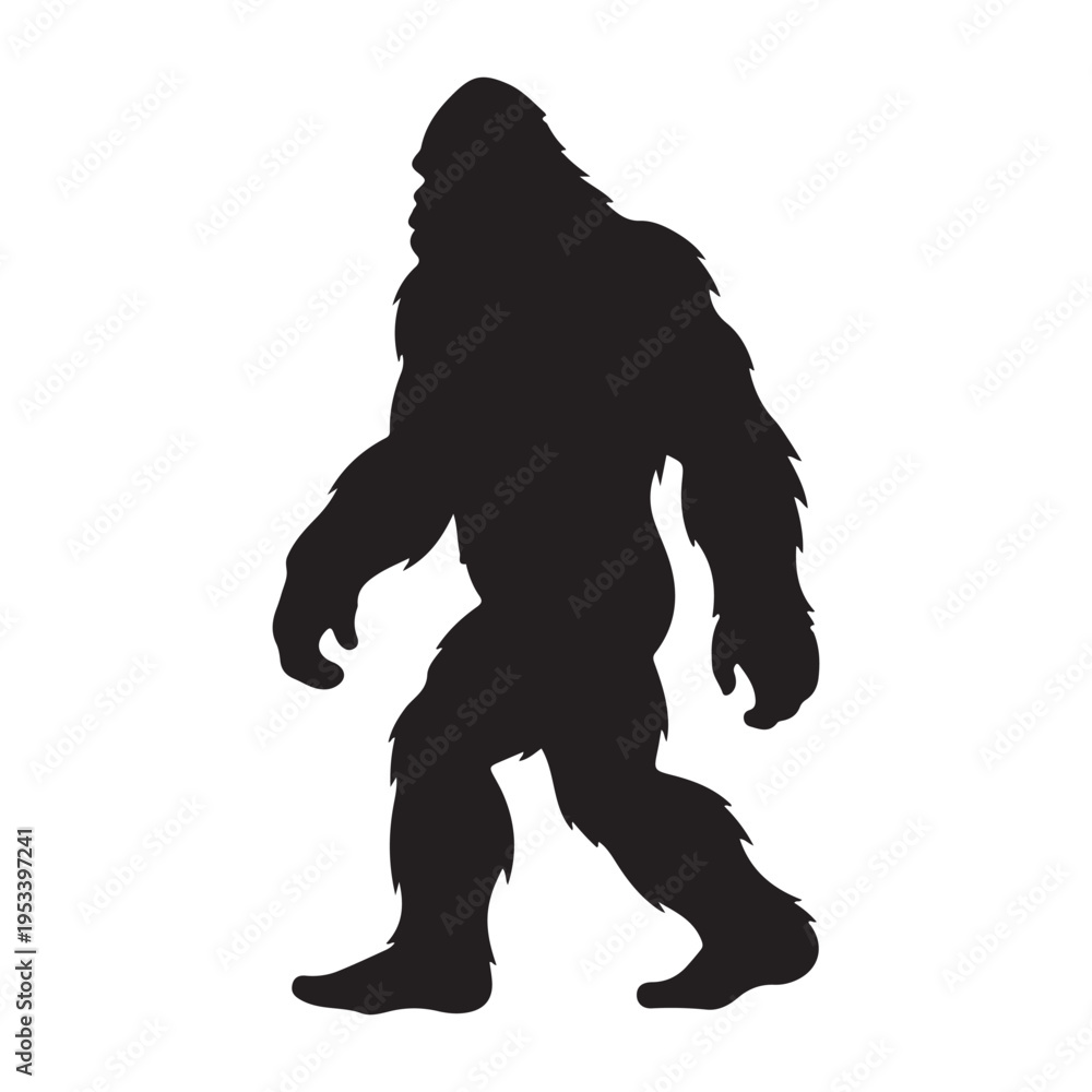Naklejka premium Walking Bigfoot silhouette vector illustration