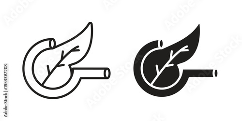 pancreas icon symbols, Solid black and editable stroke icons