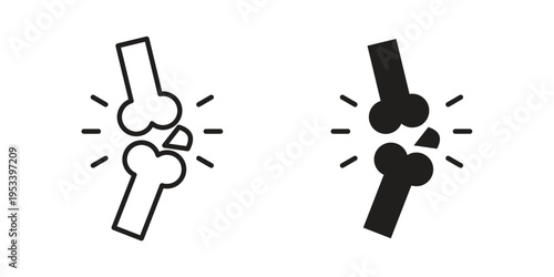 Osteoporosis icon symbols, Solid black and editable stroke icons