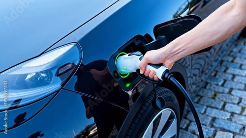 Person charging electric car