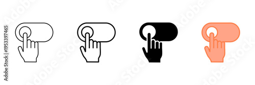 Set of minimalist toggle switch icons with transparent background, depicting on-off symbols for user interface designs, web applications, and technology controls, vector illustration