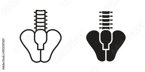 Pelvic area icon symbols, Solid black and editable stroke icons
