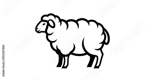 Stylized Sheep Illustration - A Simple Black and White Farm Animal Design.