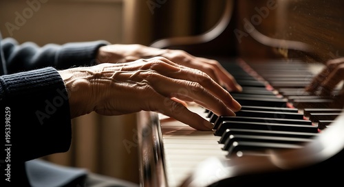 Hands of a pianist playing a beautiful melody.