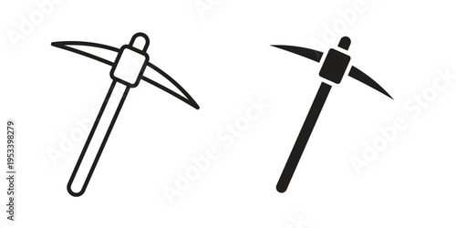 Pick axe icon symbols, Solid black and editable stroke icons