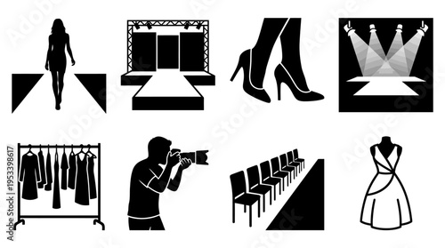 Fashion Show Icons: Black and White Modeling Labels for Event Design