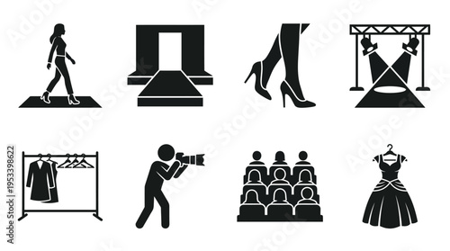 Fashion Show Icons: Black and White Modeling Labels for Event Design