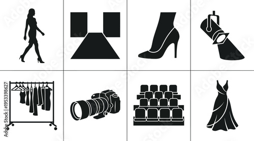 Fashion Show Icons: Black and White Modeling Labels for Event Design