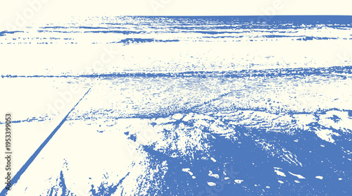 13-58.  Vector image of the beach where the waves are coming in - illustration.