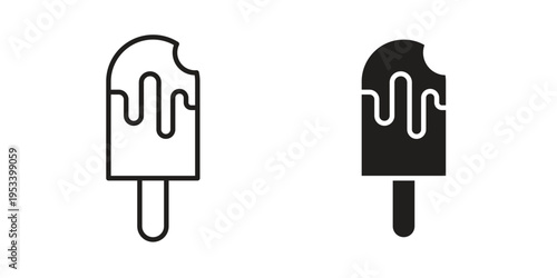 Popsicle icon symbols, Solid black and editable stroke icons