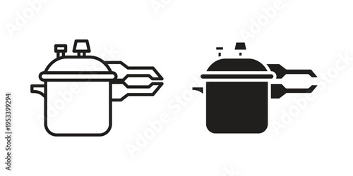 pressure cooker icon symbols, Solid black and editable stroke icons