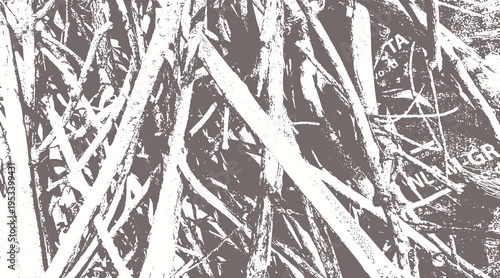 13-93. Dry branch texture vector images stacked on the floor - illustration.