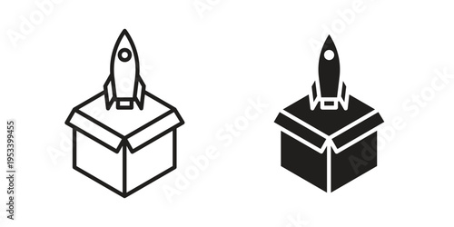 Product release icon symbols, Solid black and editable stroke icons