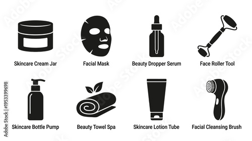 Cosmetics Icons: Black and White Beauty Labels for Retail Design
