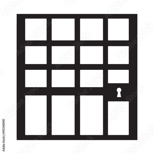 A jail cell door or gate. silhouette