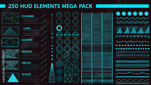 A collection of 250 hud elements presented in a mega pack display