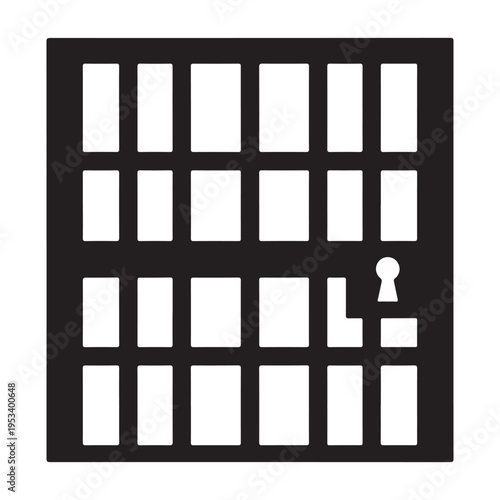 A jail cell door or gate. silhouette