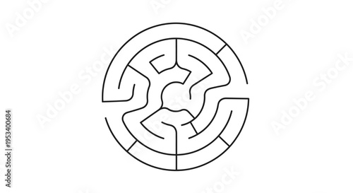 Circular maze puzzle design element.