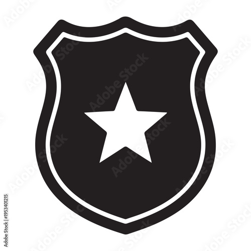 Police officer badge icon silhouette vector flat illustration design