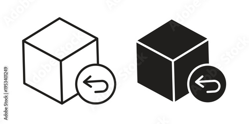 Return purchase icon symbols, Solid black and editable stroke icons