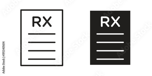 RX icon symbols, Solid black and editable stroke icons