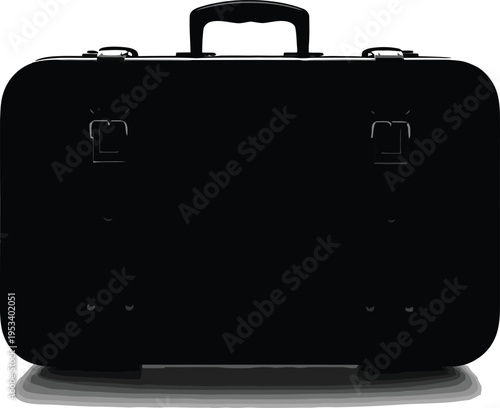 Classic black leather suitcase isolated
