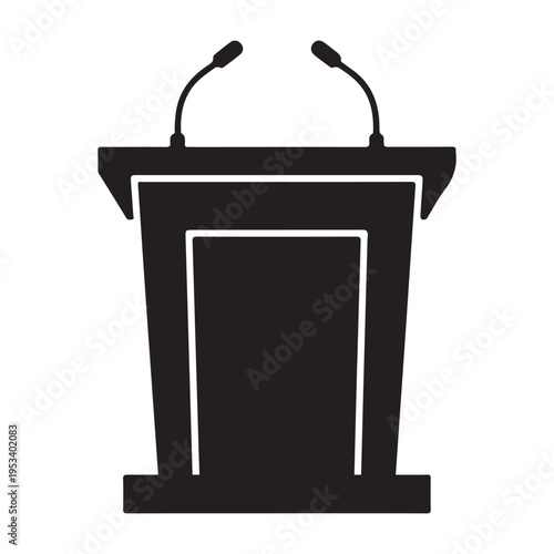 Podium with microphones public speaking event