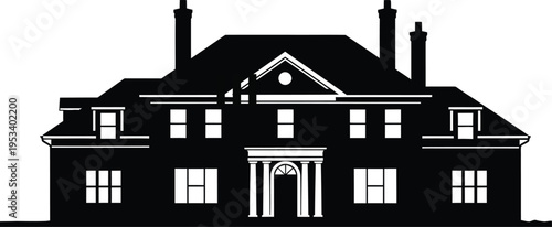 Large luxury mansion silhouette building