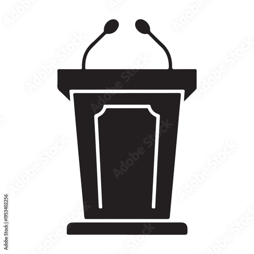 Podium with microphones public speaking event