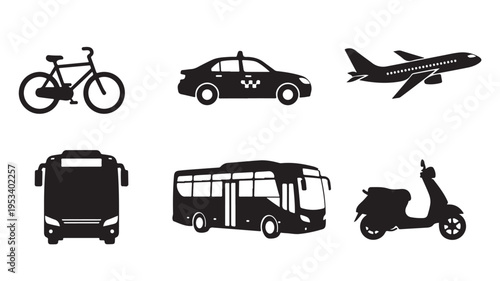Set of 6 transportation icons vector
