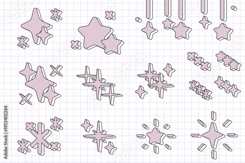 ポップな星のキラキラ装飾セット