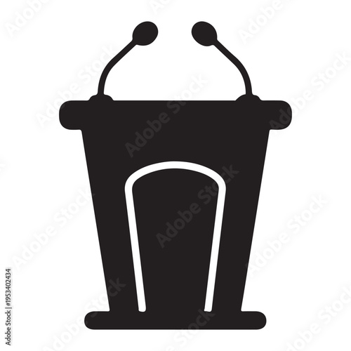Podium with microphones public speaking event