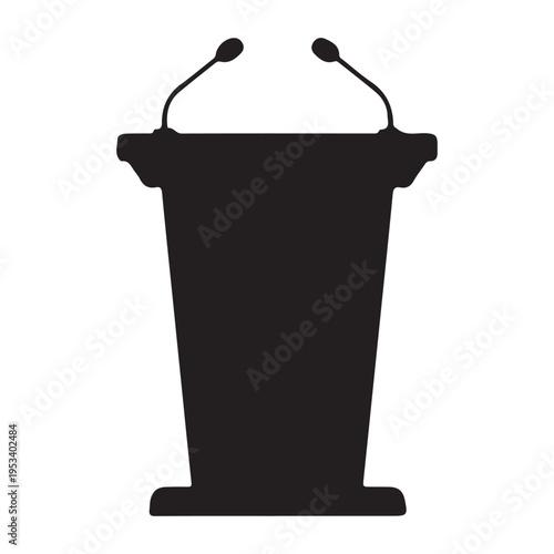 Podium with microphones public speaking event