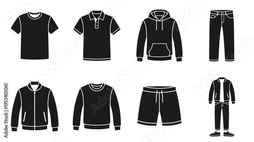 Clothing Icons: Black and White Fashion Labels for Retail Design