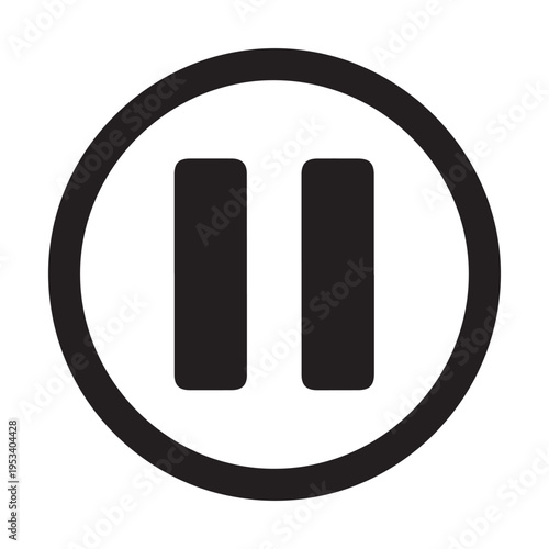 Pause Button Inside Circle Representing Media Pause Functionality