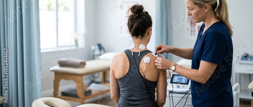 Electrotherapy Physical Therapy Treatment On Shoulder