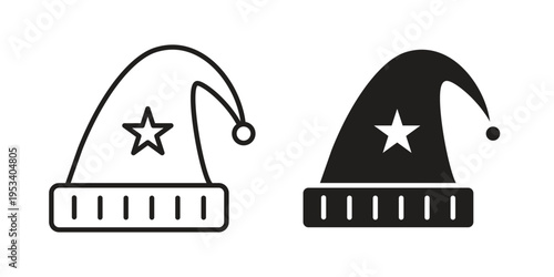 Sleeping Hat icon symbols, Solid black and editable stroke icons