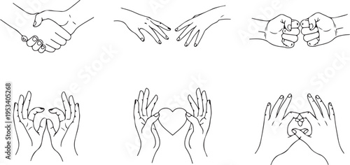 Black and white line collection of six distinct animal heads and horns goat deer desi